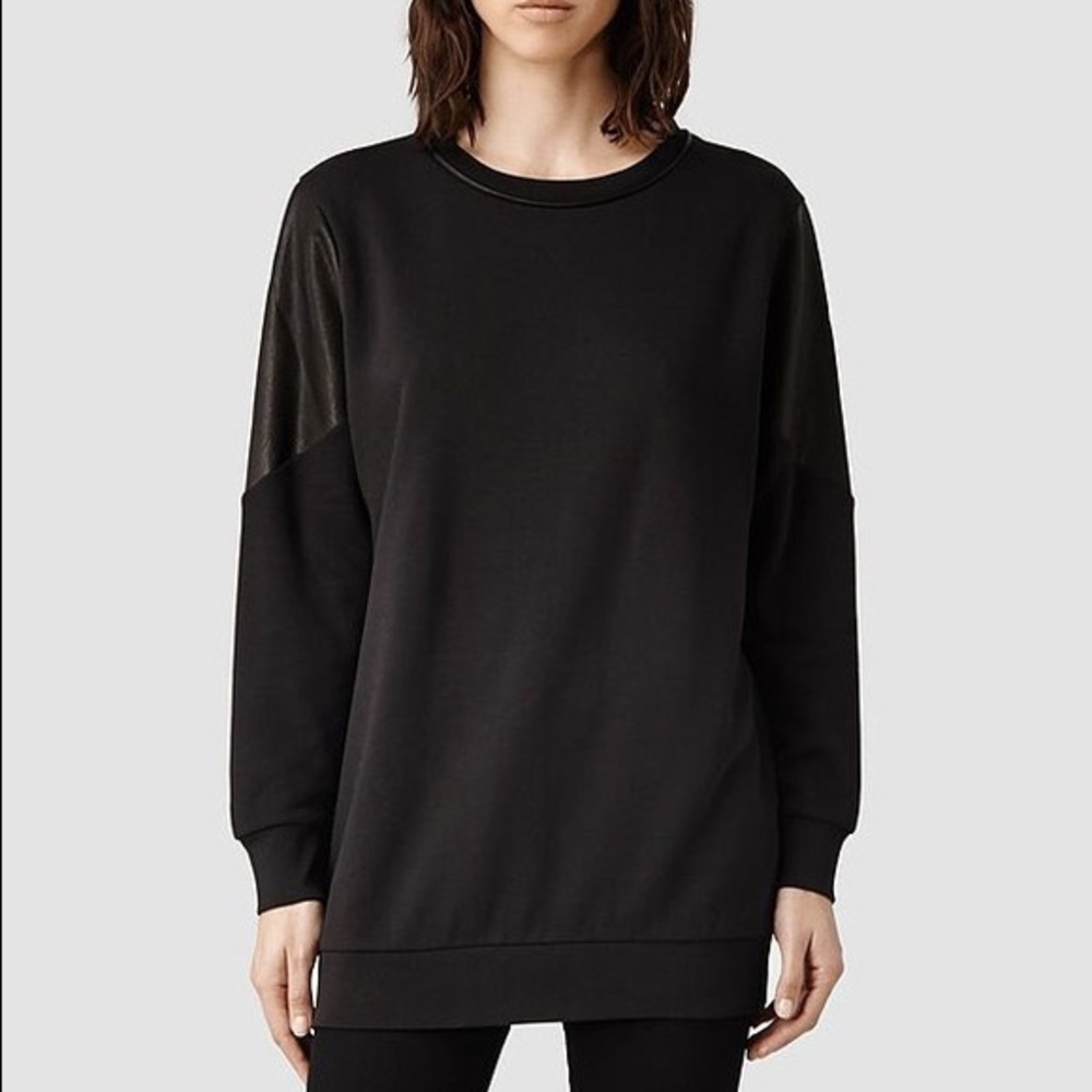 AllSaints black leather Mei Sweat